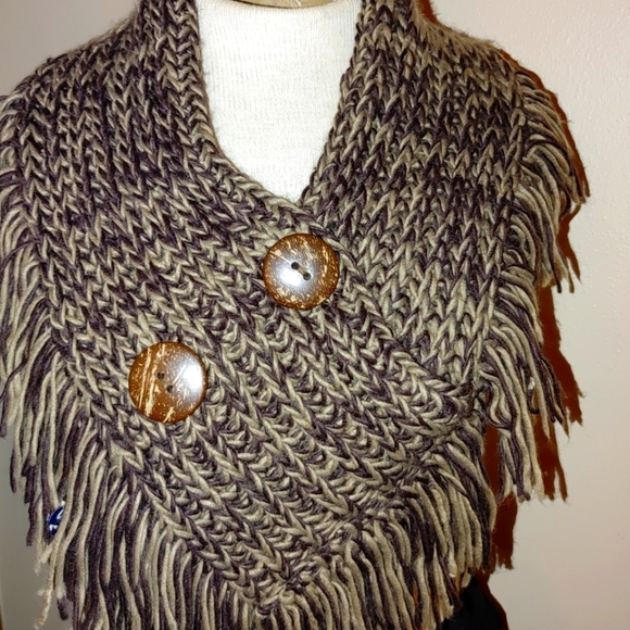 Infinity Scarf with Big Buttons Brown and Tan - Picture 1 of 3